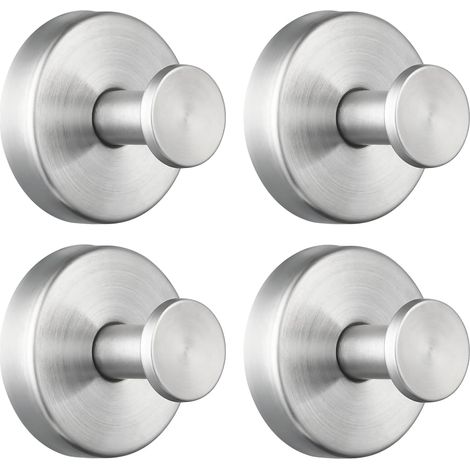 Crochets à ventouse pour la douche/salle de bain amovibles les serviettes, crochets en acier inoxydable sans perçage le verre, carrelage, cuisine (lot 4) Nickel brossé Brossé 4-Pack'4-Pack Nickel Bros (1/4)