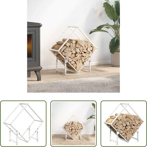 vidaXL Rangement bois - Portant de bois chauffage blanc 60x25x60 cm (1/5)