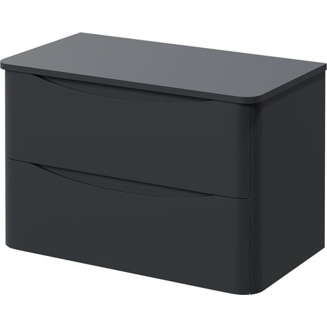 Vela Satin Anthracite 800mm Wall Mounted 2 Drawer Vanity Unit for Countertop Basins