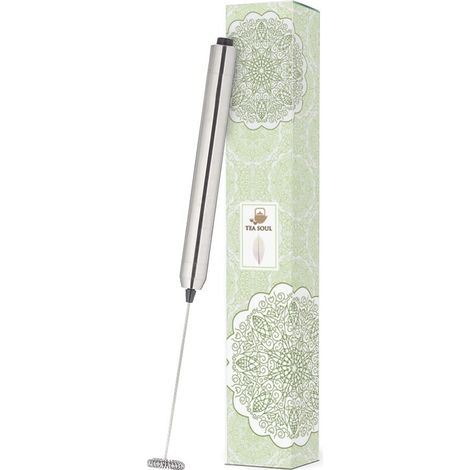 Tea Soul Frullino Elettrico Matcha - Frullino a Immersione in Acciaio, Montalatte 12000-14000 RPM - Monta Manuale per Matcha, Tè, Latte, Cappuccino, Caffè, Cioccolata - Colore Argento (1/2)
