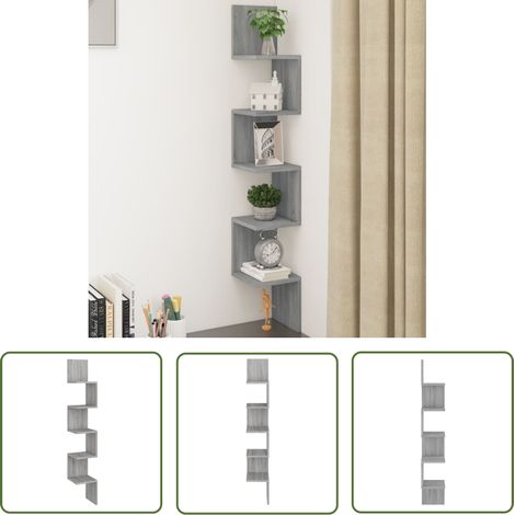 Furniture Limited - Étagère angle murale Sonoma gris 20x20x127,5 (1/5)