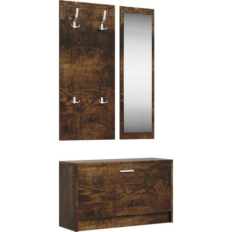 Maison Exclusive - Set Scarpiere 3 in 1 rovere fumo in Legno Multistrato