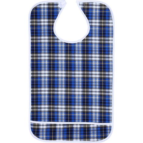 Bavoir imperméable adulte double couche, protection repas bleu, vêtement anti-taches senior, tablier repas étanche, taille réglable, 1 pièce (1/5)
