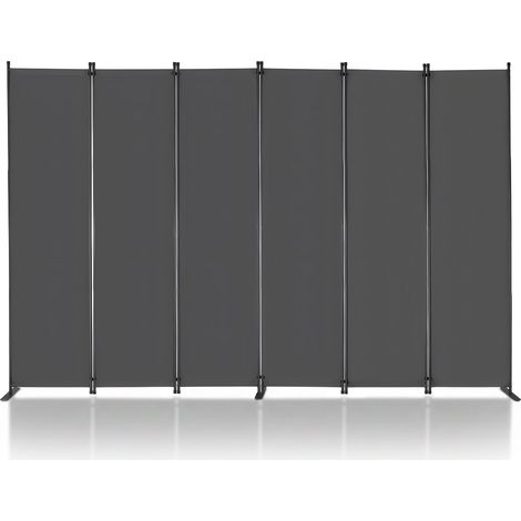 Paravent Multifonctionnel à 6 Panneaux, Cloison de Séparation Autoportant 311 x 180,5 cm, Séparateur de Pièces Intérieur Pliable, Brise-vue pour Confidentialité, Bureau, Chambre, Salon, Gris (1/5)