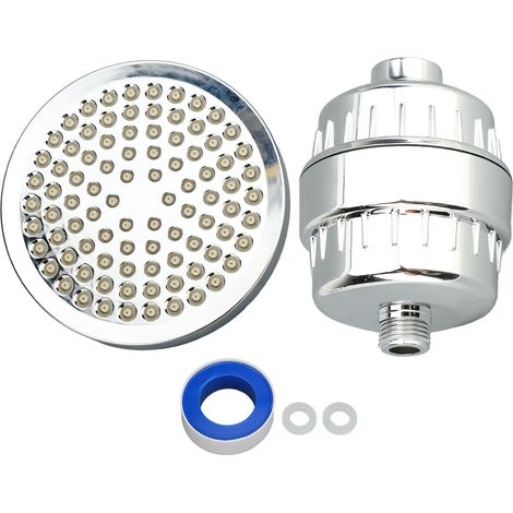 Pommeau de douche avec filtre, filtration d'eau puissante en 15 étapes, rotation à 360°, diamètre 15 cm (6 pouces), idéal pour adoucir l'eau dure. (1/5)