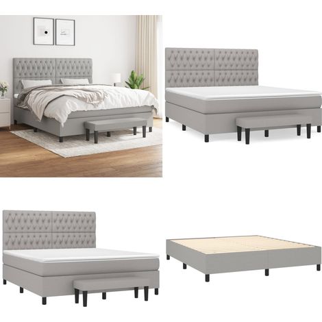 Boxspringbett mit Matratze Hellgrau 180x200 cm Stoff - Boxspringbett - Doppelbett - Bett Mit Lattenrost - Bettsofa - Schlafsystem - Home & Living (1/5)