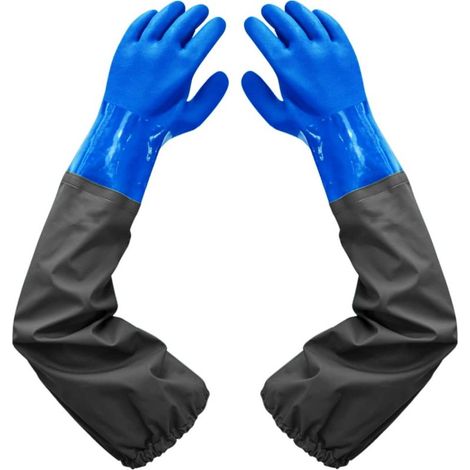 Dépolie Étanche Gants-Gants de Nettoyage D'étang, 26 inch Doublure Floquante Poignets Élastiques, Pour Industrie chimique Agriculture Pêche Construction (1/5)
