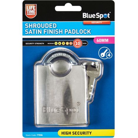 Blue Spot Tools 60mm Shrouded Satin Finish Padlock
