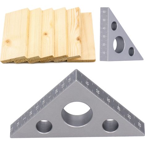 Équerre de précision en argent, petite équerre de menuiserie, outil de mesure pour le travail du bois, règle de hauteur et règle d'angle, équerre en alliage d'aluminium. (1/5)