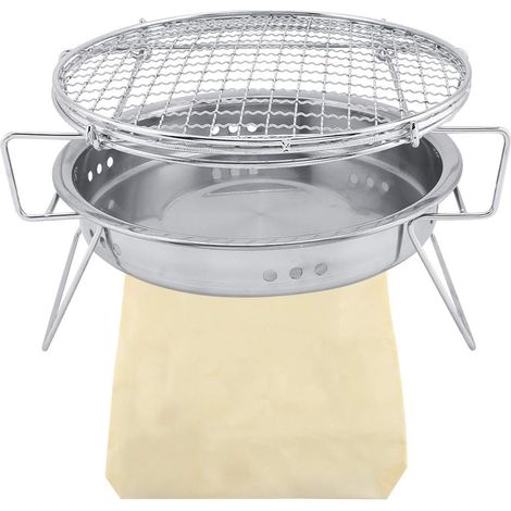 Mini Barbecue en Acier Inoxydable, Poêle à Barbecue Rond Portable Pliable pour Patio De Camping en Plein Air (1/5)