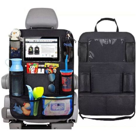 2Pcs Organisateur de Voiture, Protège-Siège Arrière Voiture Enfants Kick Mats, Protection Arrière de Siège Auto Imperméable, Support Tablette Transparent Rangement de Voiture, Multi-Poches (1/4)