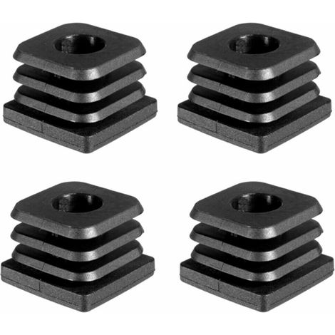 4x Embout de tube rentrant carré 45x45mm maximum 200kg taraudé pour vis M8 pied réglable noir meuble étagère outillage (1/2)