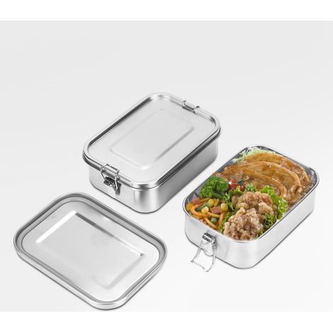 TolleTour Auslaufsichere Brotdose aus Edelstahl, Lunchbox mit festem Verschluss und Fächern 1200ml+1400ml