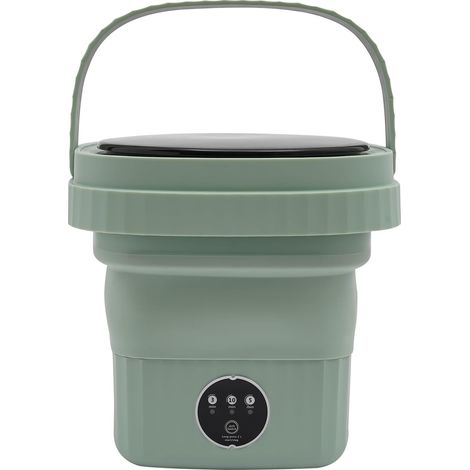 Machine a Laver Portable, Mini Laveuse, Mini Laveuse à Seau Pliable 6L avec Tuyau Drainage 3 Modes Nettoyage, Pour Buanderie,Salle Bains, L'appartement, Balcon Caravane, vert