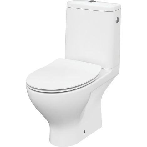 Pack WC sans bride Ancoswing – Cuvette carénée blanche – Sortie horizontale – Réservoir porcelaine – Abattant slim thermodur – Anconetti