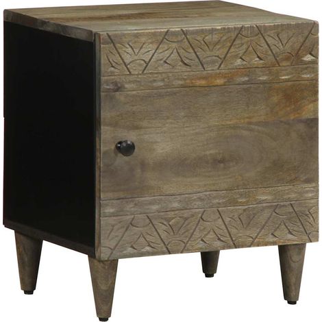 Lot de 2 Tables chevet，Cabinet de chevet，Table de nuit gris clair 40x33x46 cm bois manguier solide CFW960770 (1/5)