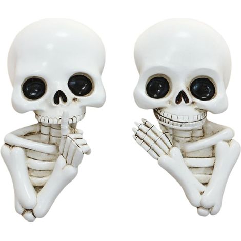 Sculpture Murale Squelette, Art Murale Crâne Pose Espion, avec Adhésif Invisible Résine Décor Gothique pour Porte Mur Fête Halloween (1/5)