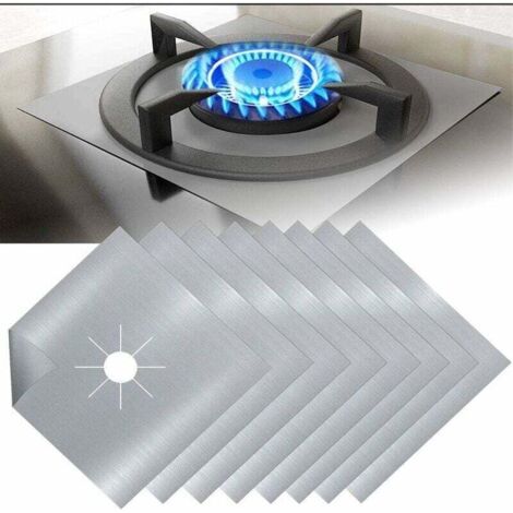 8Pcs Plaque de Cuisson à Gaz Protection en Téflon Argent Plaque Cuisson Gaz Protection Gaziniere Gaz Protection Cuisinière à Brûleurs Gaz Protection Anti-Corrosion Anti-adhésif pour Cuisine argent (1/4)