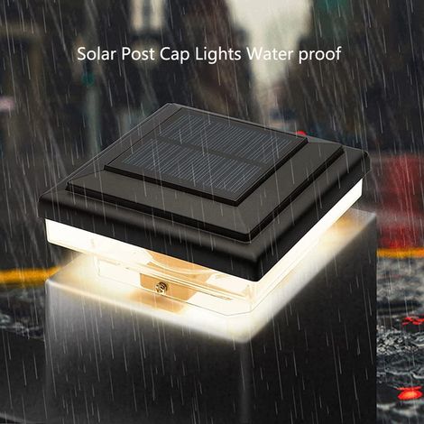Lampes solaires de poteau RHAFAYRE, éclairage extérieur pour clôture et poteau, noir, kit de 2, étanche, décoratif jardin, sans fil, rechargeable (1/4)
