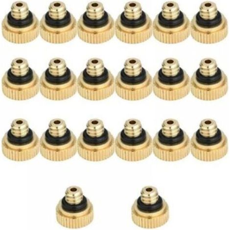 Confezione da 20 ugelli a spruzzo in ottone, ugelli a spruzzo a risparmio idrico, adatti per sistemi di raffreddamento esterni, serre, 0,4 mm