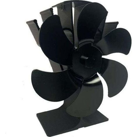 Automatic Fireplace Heater Fan 6 Blades Black High Air Flow Winter (1/4)
