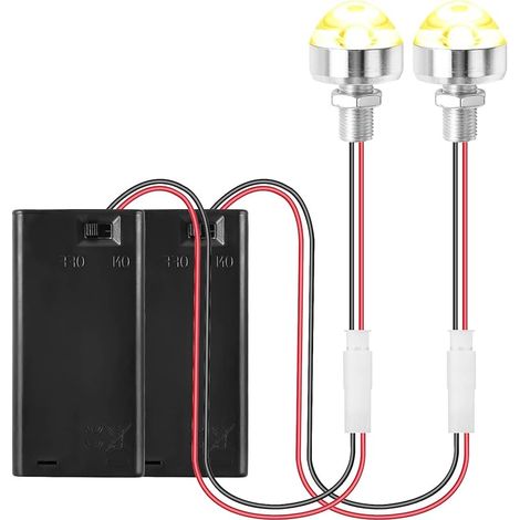 Lot de 2 mini lampes LED pour maison de poupée avec support de batterie - Blanc chaud - Lampe miniature à piles - Micro LED pour modélisme, bricolage - Accessoires de maison de poupée (1/5)