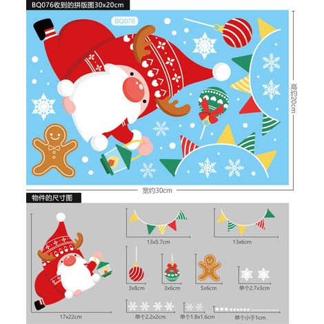Autocollants statiques Père Noël, autocollants de Noël, autocollants pour vitrines, décorations de Noël, stickers pour fenêtres