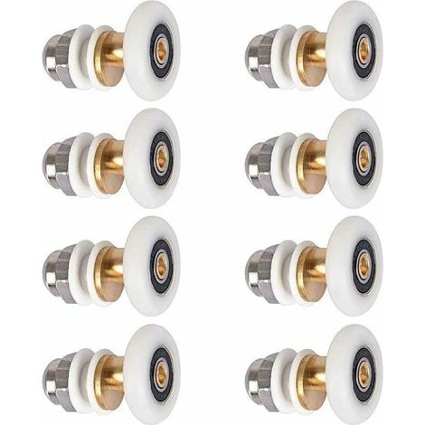 Porte de Douche Rouleau Roulette Roue pour Porte de Douche Roulettes Coulissantes Porte Roue de Remplacement pour Rouleau 8 pièces 25mm (1/5)