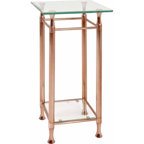 Table d'Appoint Acier & Verre Design "Hyva" 72cm Cuivre (1/2)