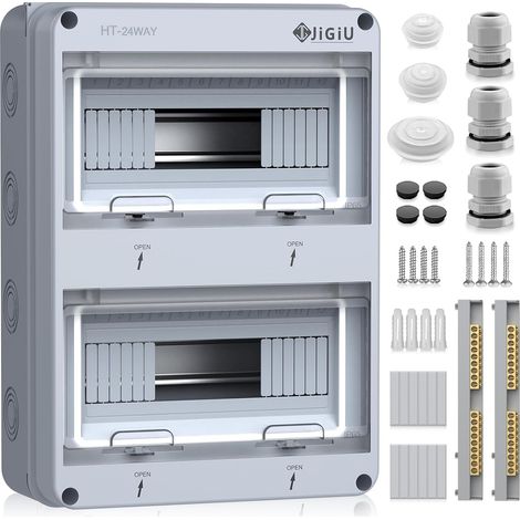 Boîte de Distribution 24 Modules Extérieur IP65 ABS Résistant Coffret Electrique Couvercle PC Transparent, Accessoires Complets, Installation Simple, Adapté à l’Intérieur et à l’Extérieur (1/5)