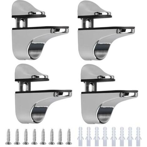 4-teiliges Set verstellbarer Glasregalhalterungen aus polierter Zinklegierung für Badezimmer-Glas- und Holzböden bis zu 3–23 mm Dicke (1/5)