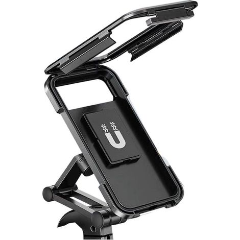 Support de téléphone étanche pour moto, entièrement fermé, avec poignée antidérapante, rotule rotative, compatible avec les appareils de 7 pouces et poignée multicolore. (1/5)