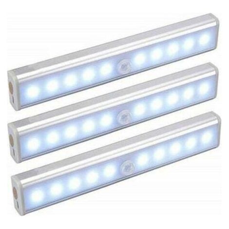 BUNTHAUS Ensemble de 3 lampes LED sans fil, rechargeables par USB, magnétiques, à détecteur de mouvement et portables. Idéales pour une lampe de placard, une lampe de secours, une veilleuse pour enfan
