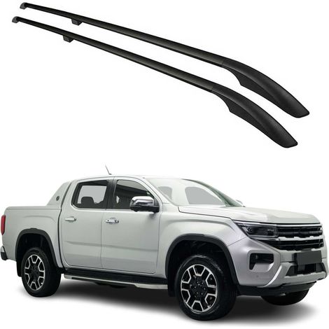 Barres de toit longitudinales pour VW Amarok 2023-2026 Double Cab Aluminium Noir 2 Pcs (1/5)