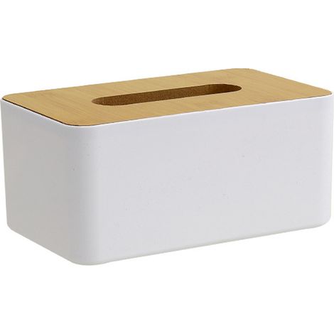 Caja Para Pañuelos - Madera Y Bambú - Forma Redonda Y Rectangular - Para Escritorio Y Hogar - 1 Unidad (1/5)