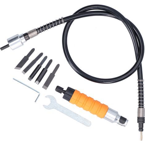 Outil de sculpture électrique pour le travail du bois, ciseau et couteau à sculpter avec manche flexible en caoutchouc (1/5)