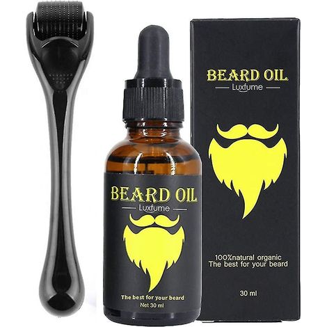 Kit de croissance de barbe, rouleau Derma ¿¿ barbe 0,3 mm, huile ¿¿ barbe pour la croissance des poils du visage pour hommes et papas, outil de toilettage ¿C facilite la croissance des cheveux nouveau (1/5)