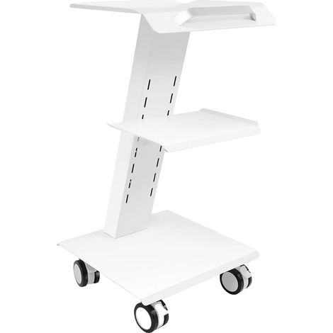 Chariot de Salon, Design à 3 Niveaux, Capacité de 220lbs, 3 Prises de Courant, Mobilité Roulettes, Assemblage Requis (1/5)