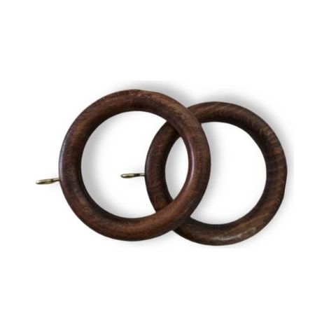 TENDAGGIMANIA Anelli Legno Diametro Esterno 70 MM per Bastone da 35 MM - Completi di Gancetti - 10 Pezzi - Colore Noce