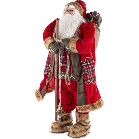 Figura decorativa de Papá Noel roja de 90 cm de altura. Figura navideña de pie. (1/5)