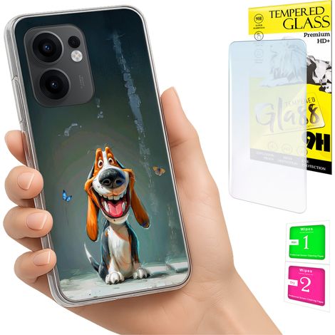 Funda para Oppo Reno 13F 5G / 13 FS 5G con foto, carcasa trasera con diseño de perro y cristal. (1/5)
