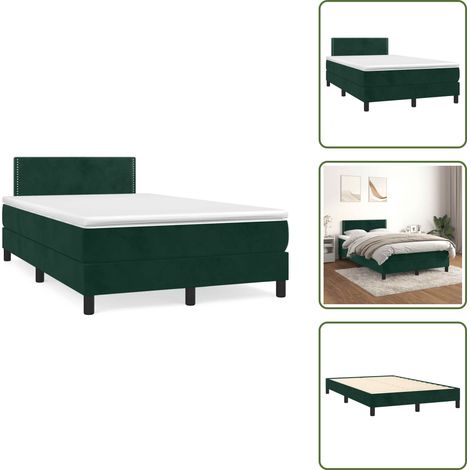 Letto con materasso a molle insacchettate - vidaXL Giroletto a Molle con Materasso Verde Scuro 120x190 cm Velluto - Letto con velluto