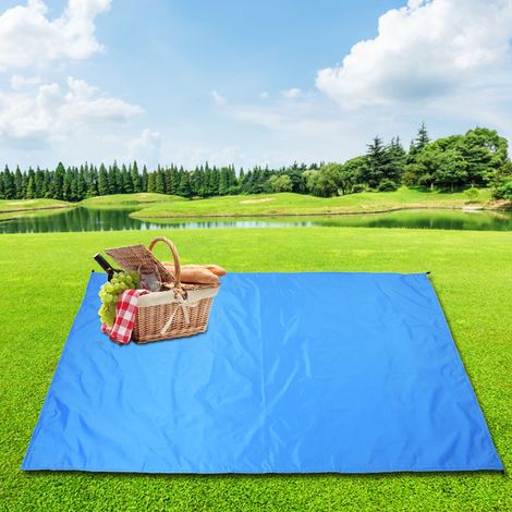 Couverture de pique-nique imperméable et transportable pour plage et camping - 100x145 cm Bleu royal (1/5)
