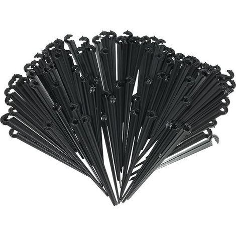 Lot de 100 supports de tuyau Micro Drip System de 11 cm : pour la fixation et le guidage du tuyau de distribution dans la terre - Tubes fixed Stem - Support pour jardins d'herbes (1/4)