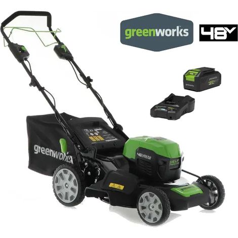 Greenworks – Tondeuse à batterie 48V 4Ah – Largeur de coupe 51 cm – Surface d'action 400 m² – Moteur Brushless – 7 hauteurs de coupe 25-80 mm