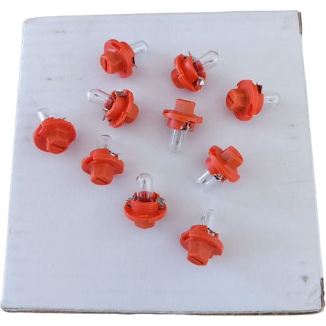 Kit 10 lampadine per cruscotto modello b8x4d 14 v  12 w light arancio