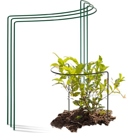 3 tuteurs semi-circulaires pour arbustes 40 cm, vert 35 cm H