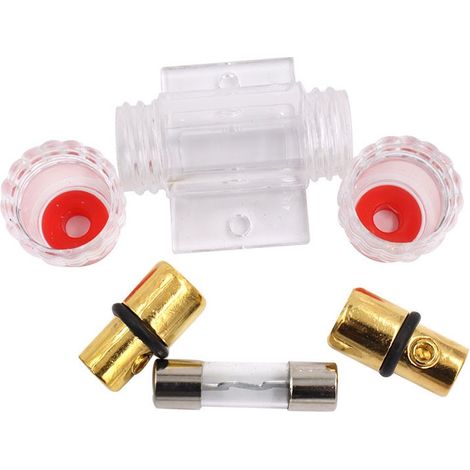 1 Porte-fusible AGU en Ligne plaqué Or et 1 fusibles AGU en Verre plaqué Or 100A pour la Protection de sécurité de l'alimentation Audio Automobile (100A) (1/4)