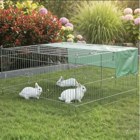 Parc Enclos Extérieur grillage en métal pour lapin, poule,cochon d'inde Taille M Carré été 2555