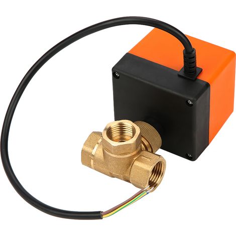 Vanne à bille 3 voies en laiton DN15 G1/2 pour systèmes de climatisation motorisés, 12 V CC (1/5)